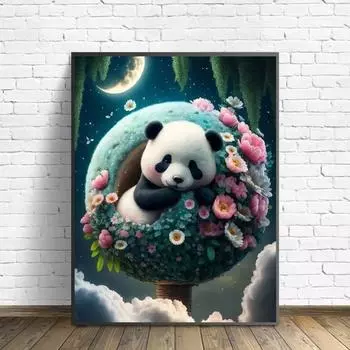 DIY алмазная живопись милая панда набор для вышивки крестом мозаика искусство алмазная живопись полный круг/квадратный алмаз украшение дома Round 20x30cm
