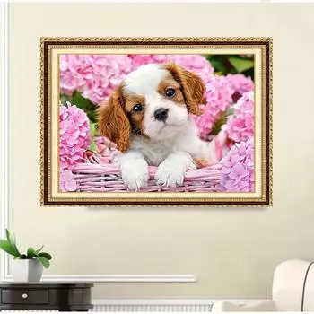 DIY алмазная живопись милый щенок комплект для вышивки крестом мозаика искусство алмазная живопись полный круг/квадратный алмаз украшение дома Round 20x30cm