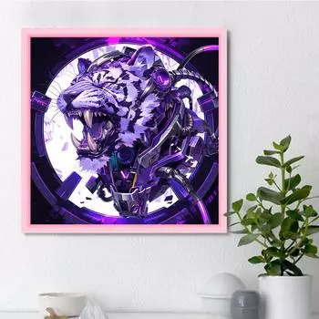 DIY алмазная живопись модифицированная механическая белая тигровая вышивка крестиком комплект мозаика искусство алмазная живопись полный круг/квадратный алмаз украшение дома Round 25x25cm