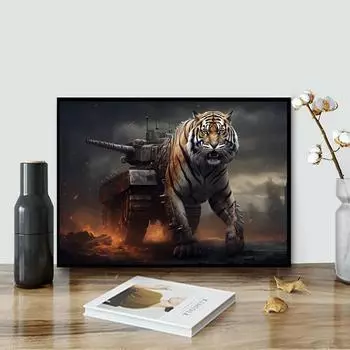 DIY алмазная живопись модифицированный танк «тигр» набор для вышивки крестом мозаика искусство алмазная живопись полный круг/квадратный алмаз украшение дома Round 20x30cm