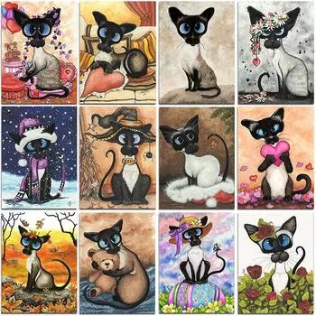 DIY алмазная живопись мультфильм краска кошка животное цветок бабочка котенок 5D Алмазная вышивка мозаика вышивка крестом искусство домашний декор Full Round 20x30CM