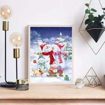 DIY алмазная живопись мультфильм снеговик набор для вышивки крестом мозаика искусство алмазная живопись полный круг/квадратный алмаз украшение дома Round 30x40cm