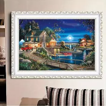 DIY алмазная живопись ночной город набор для вышивки крестом мозаика искусство алмазная живопись полный круг/квадратный алмаз украшение дома Round 20x30cm