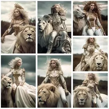 DIY алмазная живопись Новое поступление 2023 мозаика красивые женщины и львы набор для вышивки крестом горный хрусталь вышивка полная дрель Full Round 20x30CM