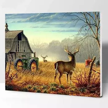 DIY алмазная живопись Олень в прерии комплект для вышивки крестом мозаика искусство алмазная живопись полный круг/квадратный алмаз украшение дома Round 20x30cm
