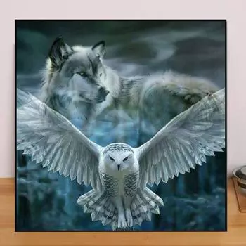 DIY алмазная живопись Орел и волк набор для вышивки крестом мозаика искусство алмазная живопись полный круг/квадратный алмаз украшение дома Round 25x25cm