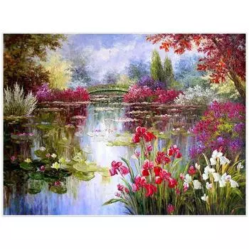 DIY алмазная живопись озеро вода Алмазная вышивка цветы Алмазная мозаика пейзаж картина из страз 20X30CM