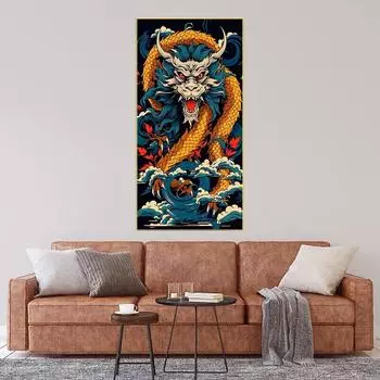 DIY алмазная живопись парящий дракон комплект для вышивки крестом мозаика искусство алмазная живопись полный круг/квадратный алмаз украшение дома Round 30x80cm