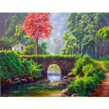 DIY алмазная живопись Пейзаж 5D полный круглый набор мозаики для вышивки креативное хобби домашний декор подарок 30x40 см/12x16 дюймов 30x40cm NO Frame