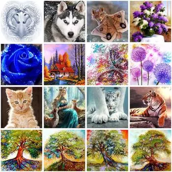DIY алмазная живопись пейзаж бонсай дерево животное тигр 5D алмазная вышивка горный хрусталь вышивка крестиком украшение дома подарок 30X30cm