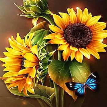DIY алмазная живопись Подсолнух Бабочка Алмазная вышивка мозаика цветы картина набор для вышивки крестом домашний декор ремесла подарок Full Round 20x20CM