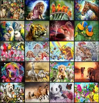 DIY алмазная живопись полная алмазная вышивка животное вышивка крестиком цветок мозаика тигр украшение дома картина подарок Full Round 20x30CM