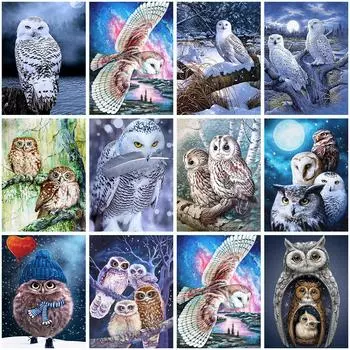 DIY алмазная живопись полный круг алмаз 5D Сова Пейзаж Алмазная вышивка горный хрусталь вышивка крестиком украшение дома подарок 25x30cm