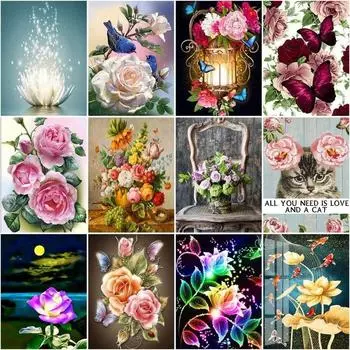 DIY алмазная живопись полный круглый цветок домашний стразы Алмазная вышивка крестиком для взрослых мозаичная стена Full Round 20x30CM