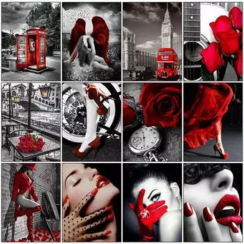 DIY алмазная живопись полный круглый Новое поступление черный, красный женщина стразы Алмазная вышивка Роза Мозаика распродажа настенное искусство Full Round 20x30CM