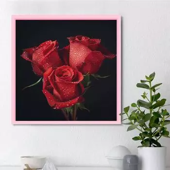 DIY алмазная живопись ярко-красная роза набор для вышивки крестом мозаика искусство алмазная живопись полный круг/квадратный алмаз украшение дома Round 25x25cm