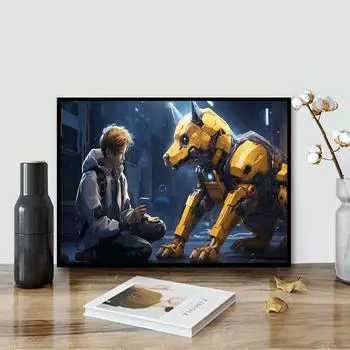 DIY алмазная живопись ребенок и робот собака набор для вышивки крестиком мозаика искусство алмазная живопись полный круг/квадратный алмаз украшение дома Round 20x30cm