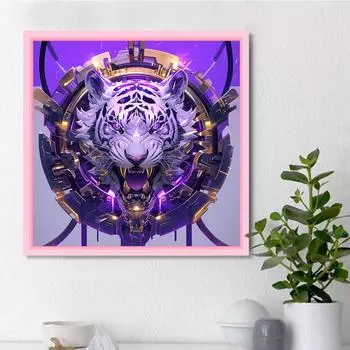 DIY алмазная живопись ревущий белый тигр комплект для вышивки крестом мозаика искусство алмазная живопись полный круг/квадратный алмаз украшение дома Round 25x25cm