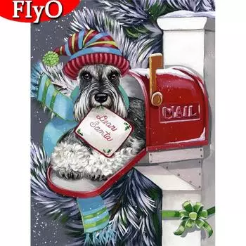 DIY алмазная живопись Рождественская собака картина горный хрусталь Алмазная вышивка крестиком животное подарок ручной работы Full Round (20X30CM)