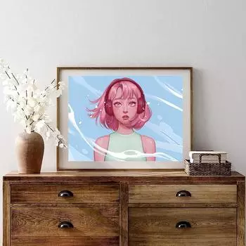 DIY алмазная живопись с короткими волосами для девочек, набор для вышивки крестом, мозаика, алмазная живопись, полный круг/квадратный алмаз, украшение для дома Round 20x30cm