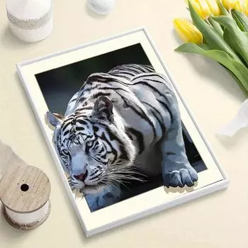 DIY алмазная живопись с тигром, набор для вышивки крестом, мозаика, художественная алмазная живопись, полный круг/квадратный алмаз, украшение для дома Round 20x30cm