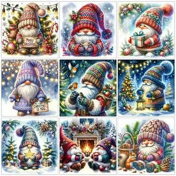 DIY Алмазная картина Санта-Клаус Набор для вышивки крестом Мозаичное искусство Алмазная картина Полный круг Алмазное украшение для дома Round 20x20cm