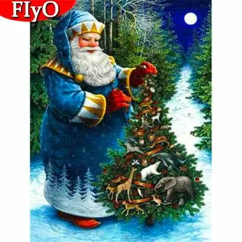 DIY алмазная живопись Санта-Клаус полная квадратная круглая алмазная вышивка Рождественская мозаика мультфильм новогодний подарок Full Round (20X30CM)
