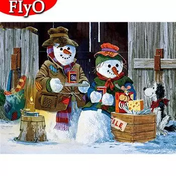 DIY Алмазная картина Снеговик Полный квадратный дрель Рукоделие Алмазная вышивка Зимний комплект со стразами Мультфильм Рождественский подарок Full Round (20X30CM)