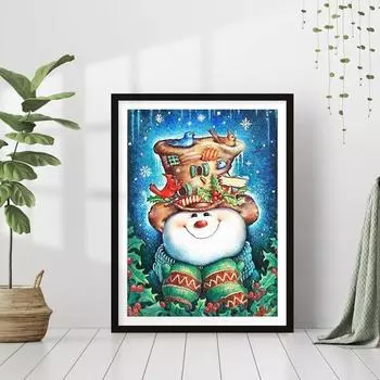 DIY алмазная живопись Снеговик в шляпе набор для вышивки крестом мозаика искусство алмазная живопись полный круг/квадратный алмаз украшение дома Round 30x40cm