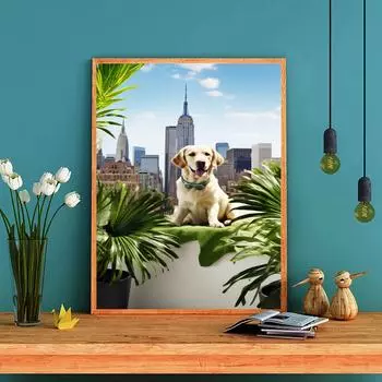 DIY алмазная живопись собака, греющаяся на солнце, набор для вышивки крестом, мозаика, алмазная живопись, полный круг/квадратный алмаз, украшение для дома Round 20x30cm