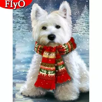 DIY алмазная живопись собака изображение горный хрусталь Алмазная вышивка крестиком комплект животных Рождественский подарок Full Round (20X30CM)