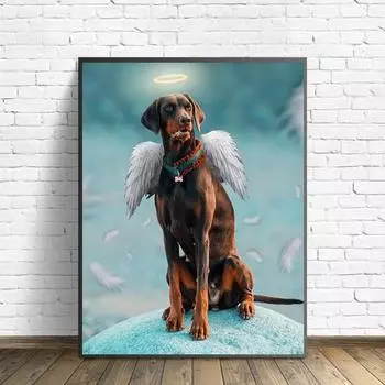 DIY алмазная живопись собака с крыльями набор для вышивки крестом мозаика искусство алмазная живопись полный круг/квадратный алмаз украшение дома Round 20x30cm