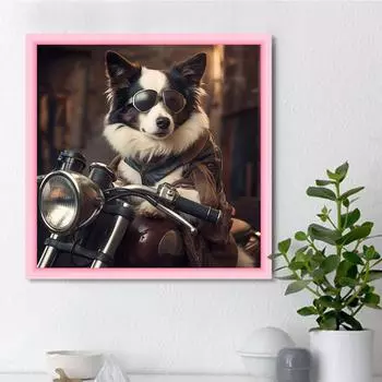 DIY алмазная живопись собака за рулем мотоцикла набор для вышивки крестом мозаика искусство алмазная живопись полный круг/квадратный алмаз украшение дома Round 25x25cm