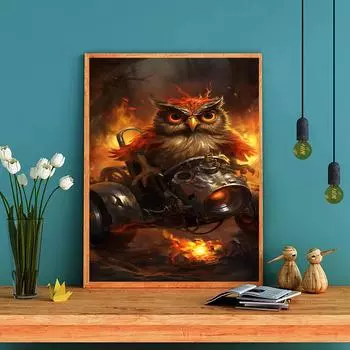 DIY алмазная живопись Сова езда на велосипеде набор для вышивки крестом мозаика искусство алмазная живопись полный круг/квадратный алмаз украшение дома Round 20x30cm