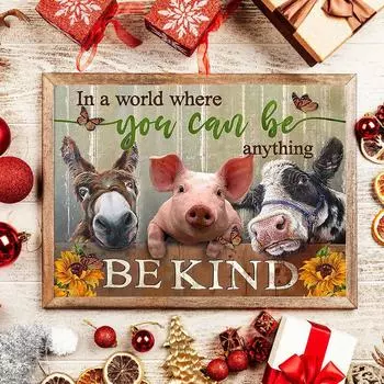 DIY алмазная живопись Свинья, корова и осел, набор для вышивки крестом, мозаика, алмазная живопись, полный круг/квадратный алмаз, украшение для дома Round 20x30cm