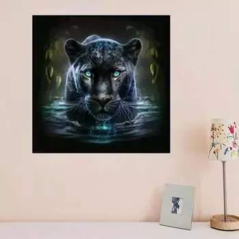 DIY алмазная живопись свирепая черная пантера комплект для вышивки крестом мозаика искусство алмазная живопись полный круг/квадратный алмаз украшение дома Round 25x25cm