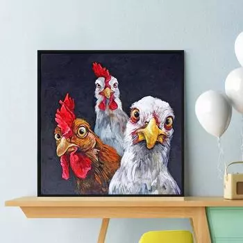 DIY алмазная живопись три петуха набор для вышивки крестом мозаика искусство алмазная живопись полный круг/квадратный алмаз украшение дома Round 25x25cm