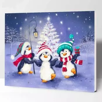 DIY алмазная живопись три пингвина набор для вышивки крестом мозаика искусство алмазная живопись полный круг/квадратный алмаз украшение дома Round 20x30cm