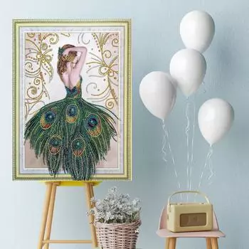 DIY алмазная живопись юбка павлина набор для вышивки крестом мозаика искусство алмазная живопись полный круг/квадратный алмаз украшение дома Round 20x30cm