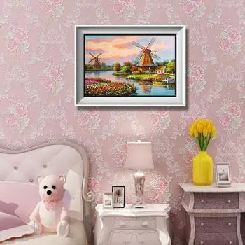 DIY алмазная живопись ветряная мельница набор для вышивки крестом мозаика искусство алмазная живопись полный круг/квадратный алмаз украшение дома Round 20x30cm