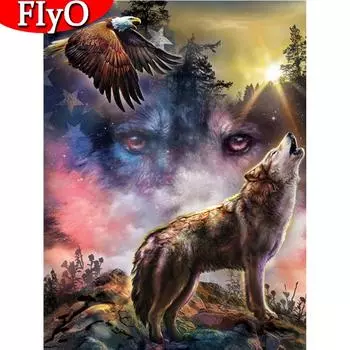 DIY алмазная живопись волк полная квадратная круглая алмазная вышивка комплект животных мозаика украшение дома настенное искусство Full Round 20X30CM