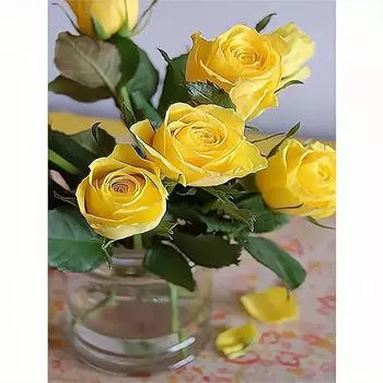 DIY алмазная живопись желтая роза полный круглый 5D DIY Алмазная вышивка распродажа Цветочная мозаика Decortion 30x40 см/12x16 дюймов 30x40cm NO Frame