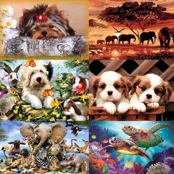 DIY алмазная живопись животное кошка слон полная круглая дрель Алмазная вышивка крестиком горный хрусталь мозаика искусство домашний декор подарки Full Round 20x30CM