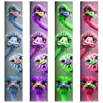 DIY алмазная живопись животное страус полная круглая дрель Алмазная вышивка мозаика красочная картина вышивка крестиком домашний декор искусство Full Round 20x90CM