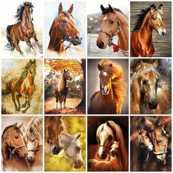 DIY алмазная живопись животное вышивка крестиком полный круглый дрель конь живопись вышивка ремесло украшение дома 15x20CM