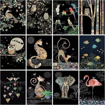 DIY алмазная живопись животное вышивка крестом полная круглая дрель горный хрусталь мозаика подарочные украшения для дома Full Round 20x25CM