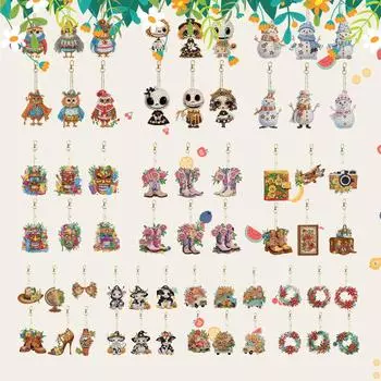 DIY Алмазные художественные брелки ручной работы 6 шт. точечное сверло брелок алмазная мозаика комплект горный хрусталь кулон двухстороннее украшение подарок