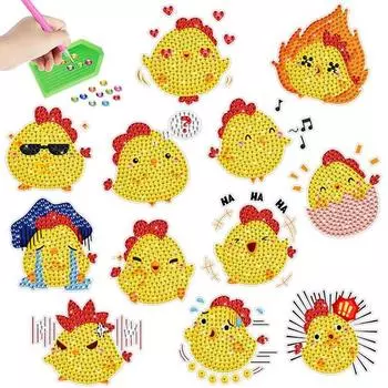DIY алмазные наклейки для рисования, простые в использовании, ручная работа, мультфильм, маленькая желтая курочка, алмазные рисунки, прочные клейкие наклейки Chick