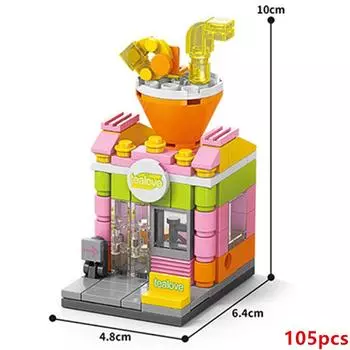 DIY Архитектурный магазин, вид на улицу, еда, дом, строительные блоки, комплект, кирпичи для девочек, классическая модель фильма, детские игрушки для детей