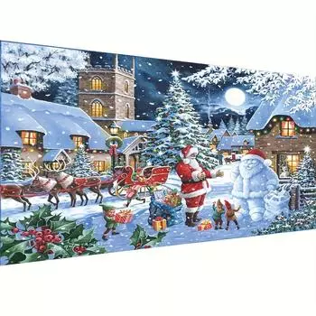 DIY Art Рождественская елка Снеговик Олень Снежинка Новая алмазная живопись 5D Dot Drill Full Drill Домашнее украшение 100-50cm белый